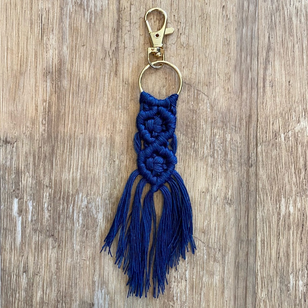 Navy Macrame Keychain